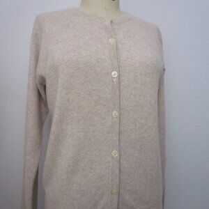 Oatmeal Tan CASHMERE Cardigan Sweater 2 Ply Cuddly Luxury